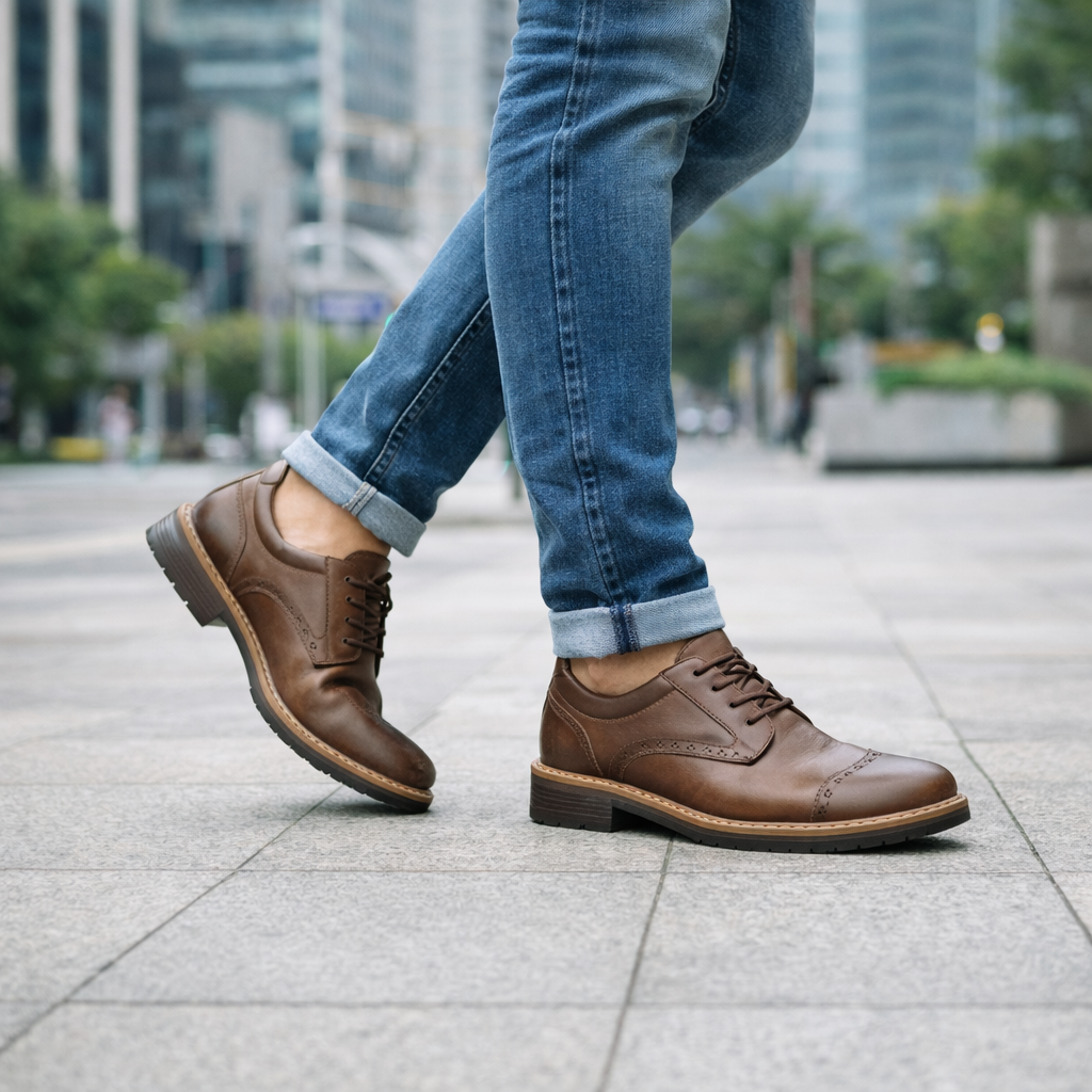 zapatos de cuero en la ciudad